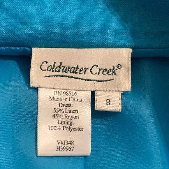 Coldwater Creek Womens A-Line Dress Linen Blend Button Front Midi Fully Lined 8 - Picture 2 of 9